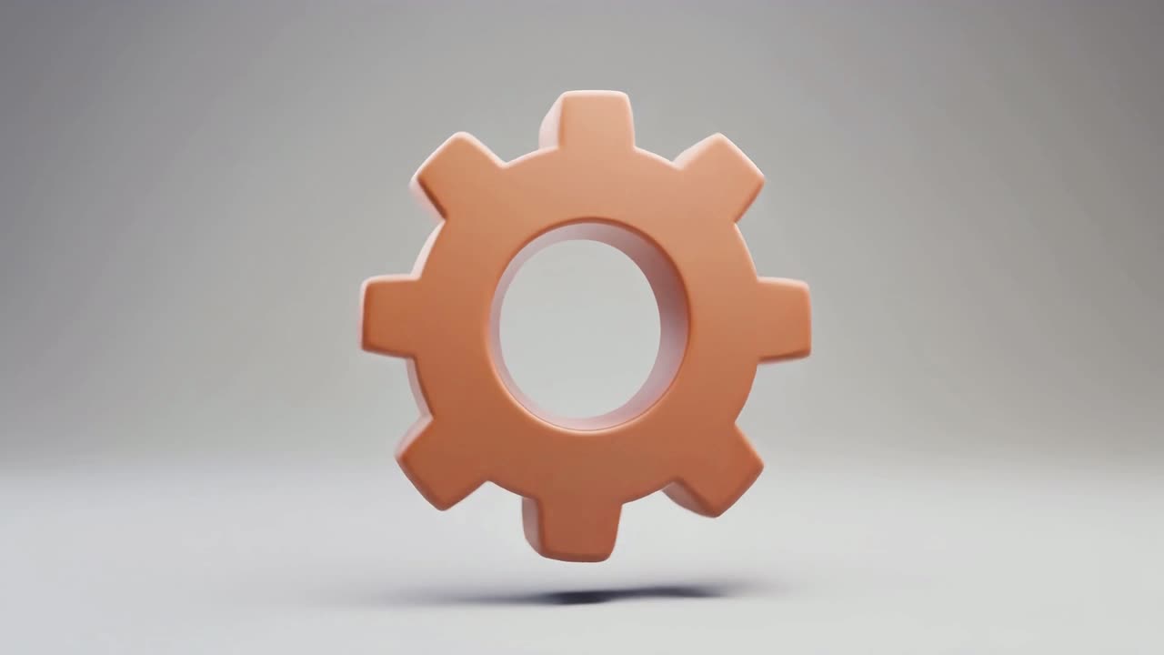 Smoothly Rotating 3D Settings Gear Icon