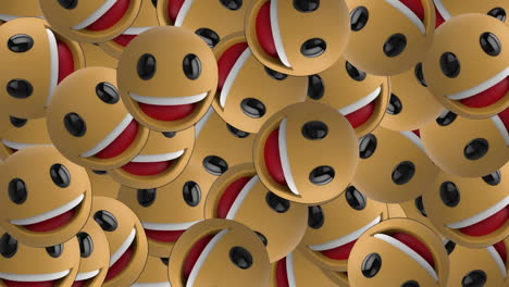 animation of falling smile multiple emojis over cityscape