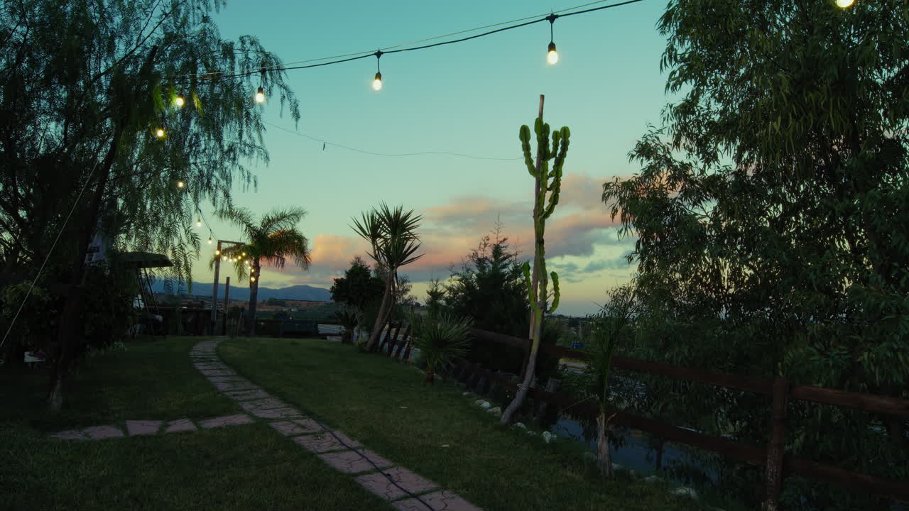 Silhouette of a terrace at sunset with grass to admire the panorama in Calabria