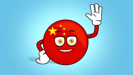 cartoon icon flag china hi welcome with face animation