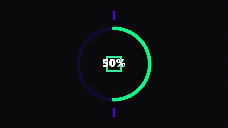 Digital Loading Progress Circle Animation with Percentage Counter