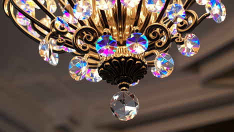 close-up of an ornate crystal chandelier