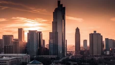 el bucle sur de chicago al atardecer - aérea