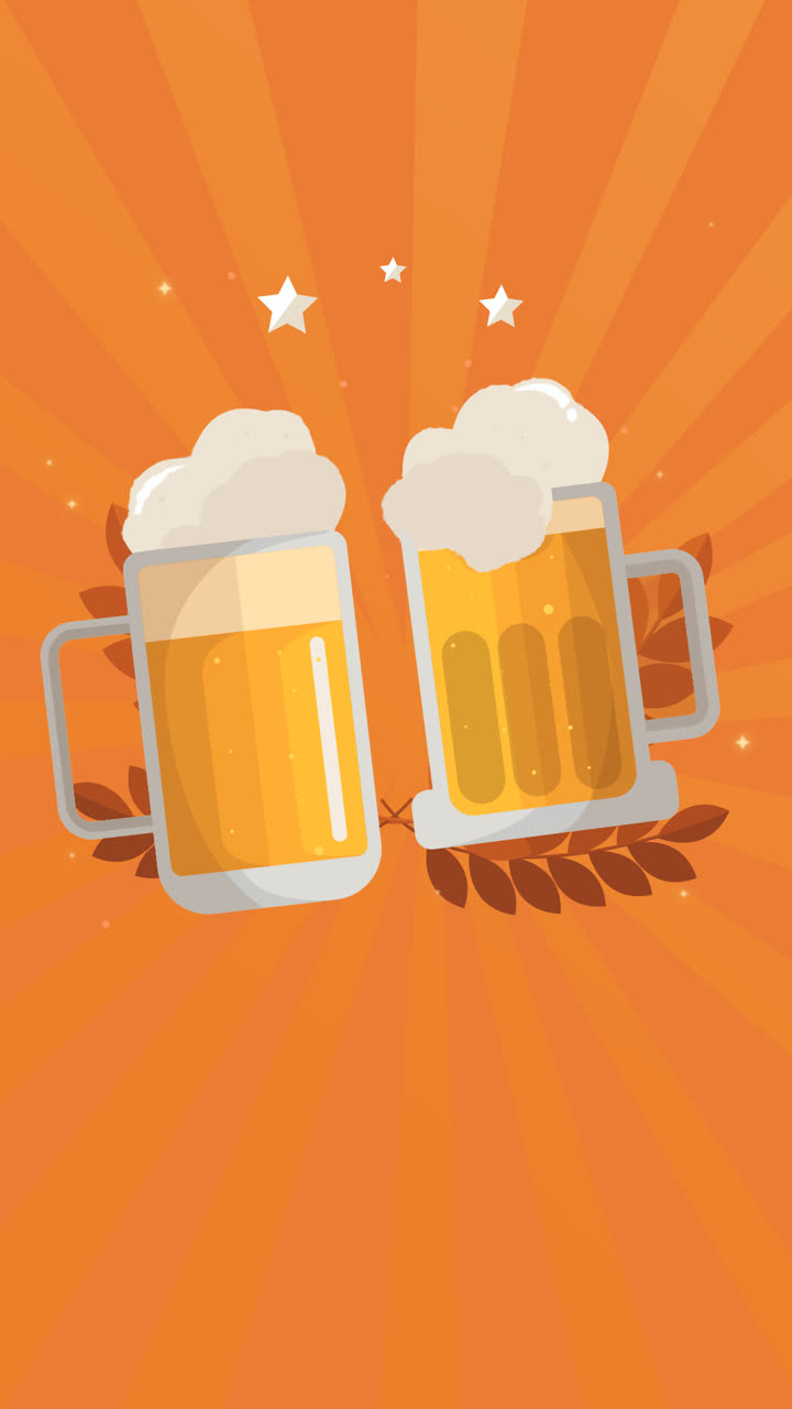 An animation of Flat international beer day illustration