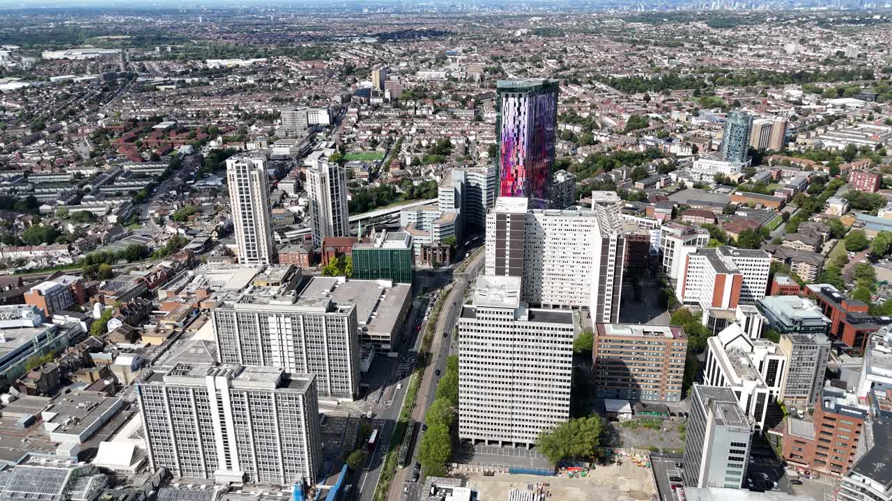 Saffron Square tower Croydon town centre south London UK drone,aerial