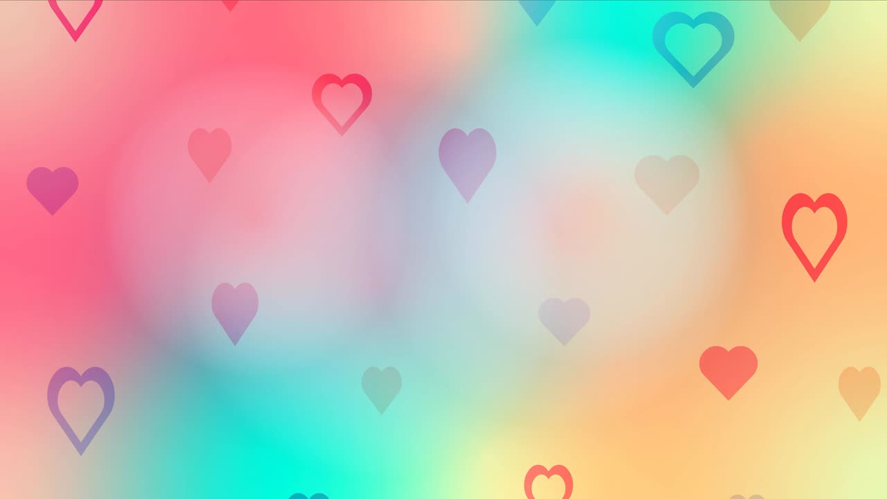 심장과 함께 다채로운 배경의 애니메이션.