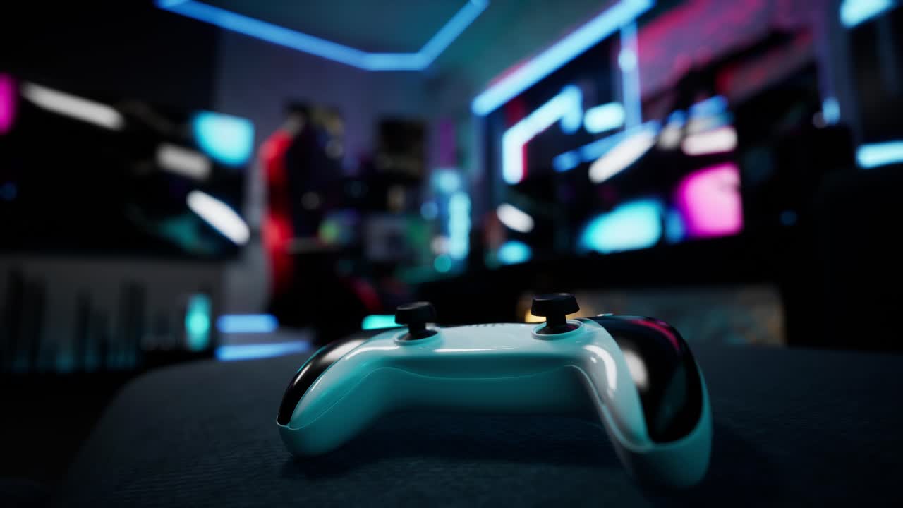 Wireless Game Controller On Sofa In Modern Gaming Room