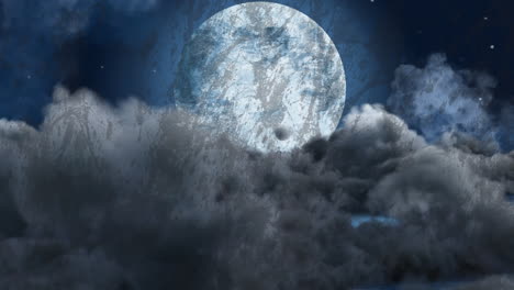 superposición de textura grunge sobre nubes y luna en el cielo nocturno