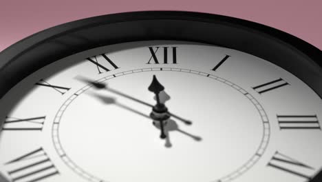 latin clock face on rosy rose pink wall in time lapse