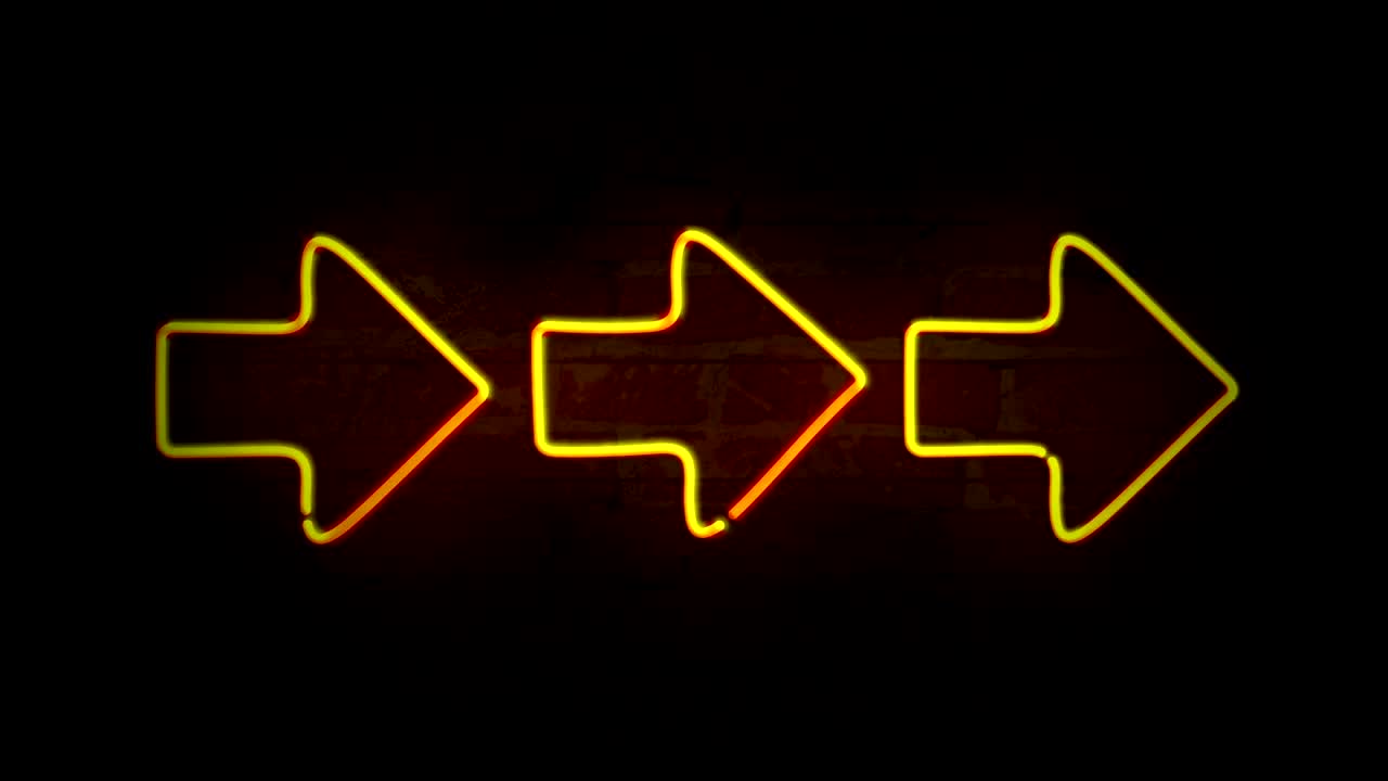 Arrows yellow neon light