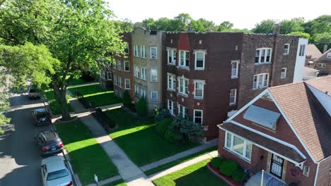 old brick house in american city neighborhood