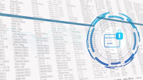 animation of credit card icon over data processing on white background