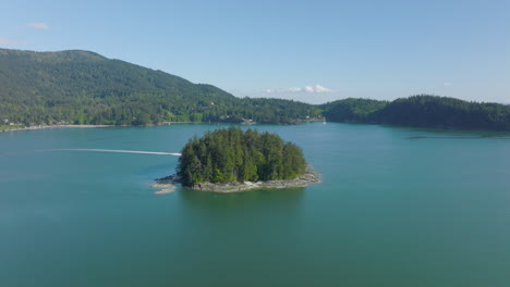 beautiful island in puget sound near bellingham, washington on a beautiful blue sky day