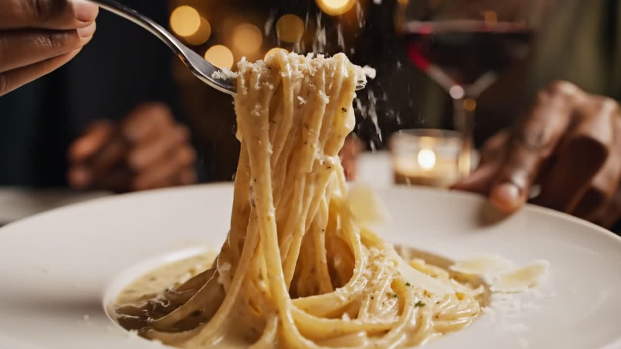 Godersi una pasta cremosa a una romantica cena a lume di candela.