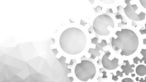 engranajes en bucle con sombra larga sobre un fondo geométrico abstracto