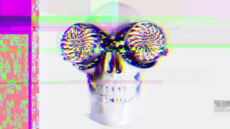 human skull with sunglasses