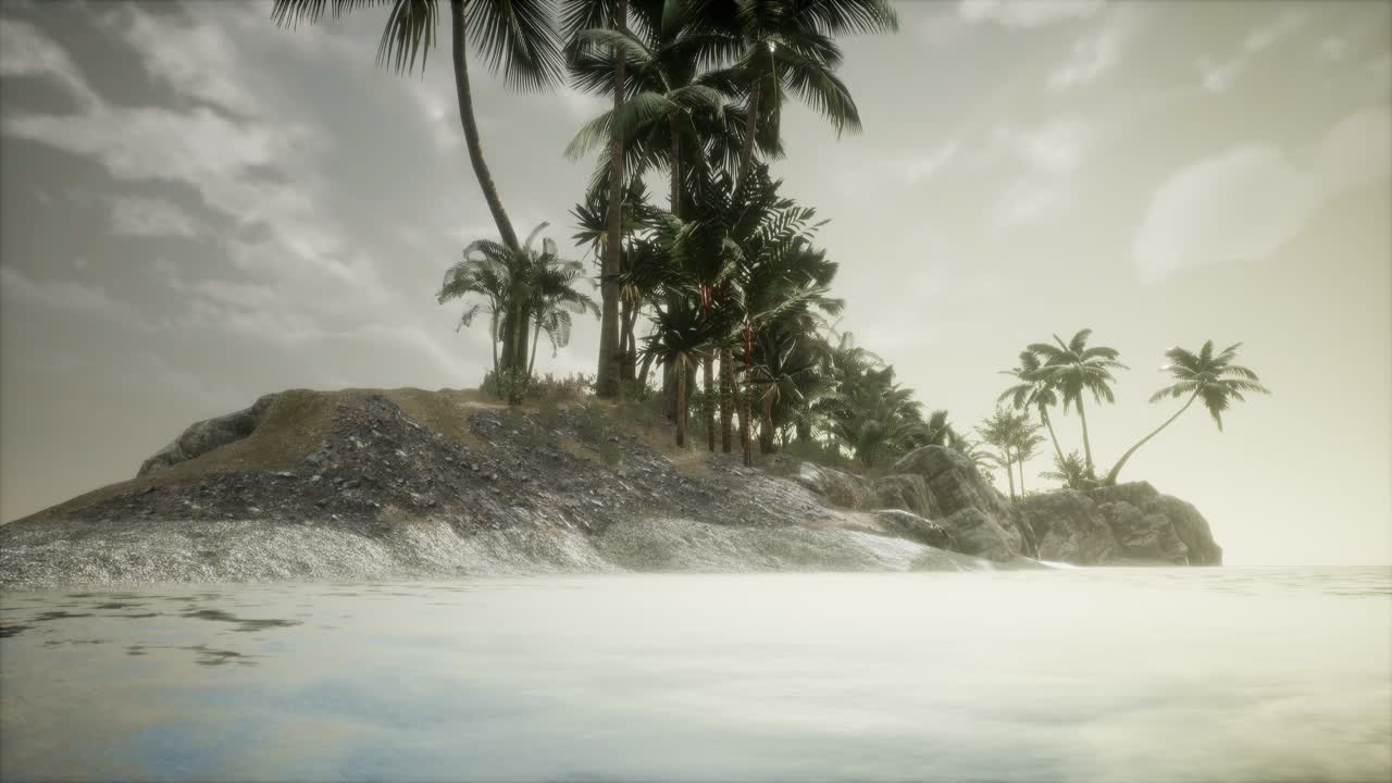 놀라운 열대 해양 해변의 부드러운 황혼