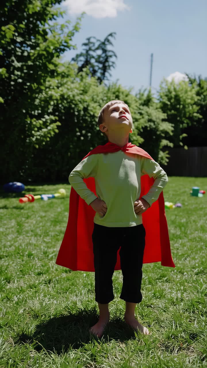 Young Superhero in a Garden