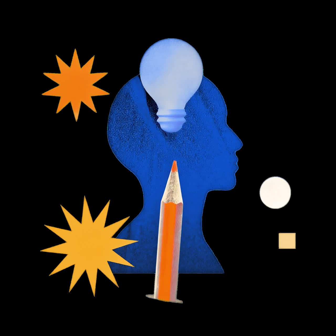 Creative innovation concept art animation isolated asset, transparent 4K video, alpha channel