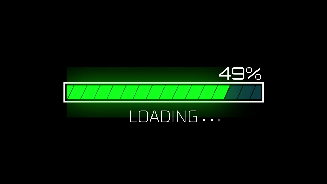 Animated Digital Loading Bar Progressing from 1 to 100 Percent