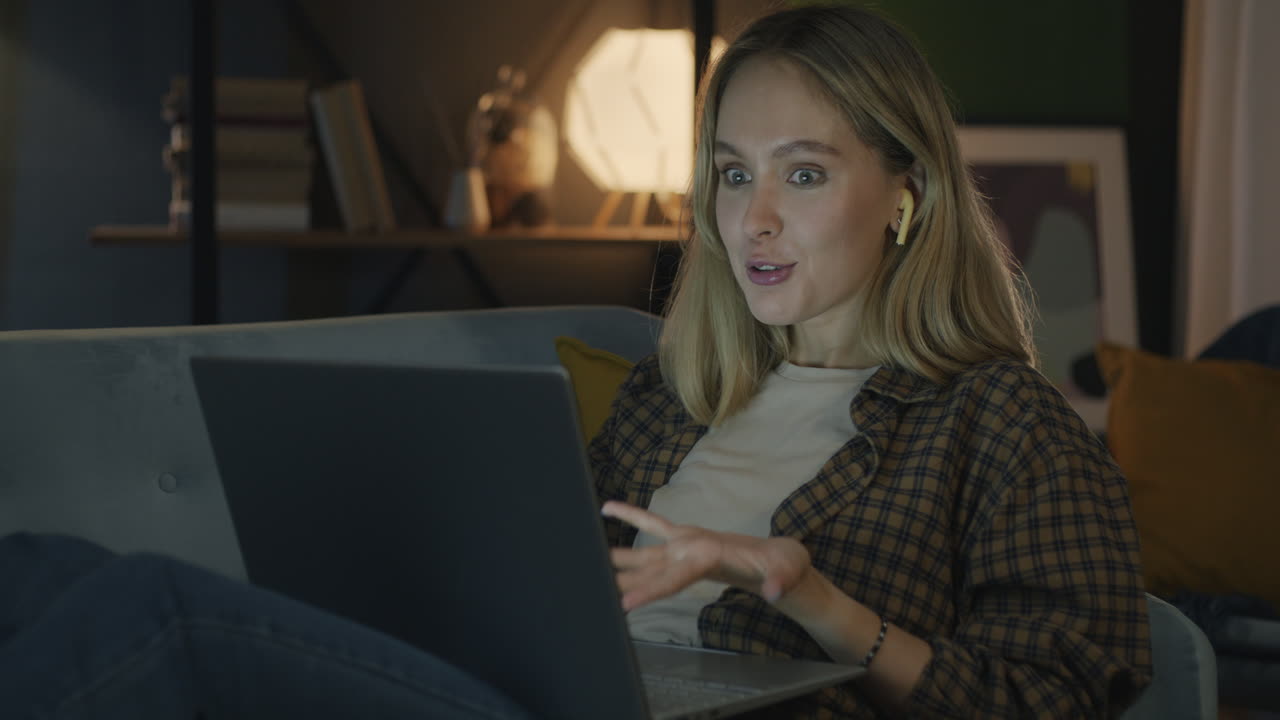 Woman on video call at home