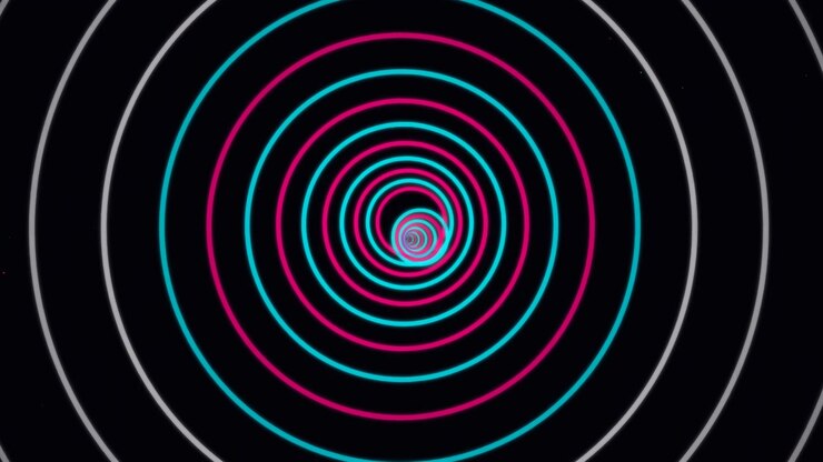 Túnel Abstrato de Círculos Concêntricos de Néon Brilhante