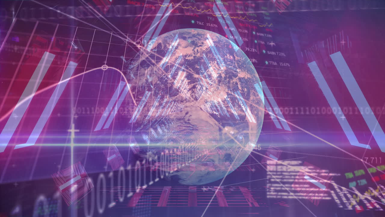 procesamiento de datos sobre el globo contra el túnel brillante