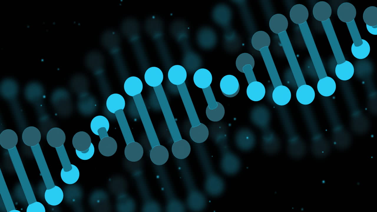검은색 배경 위의 dna 가닥의 애니메이션