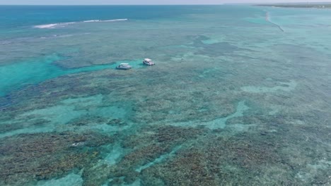 Orbit-shot-of-Diving-area-and-corals-in-Playa-Blanca,-Punta-Cana