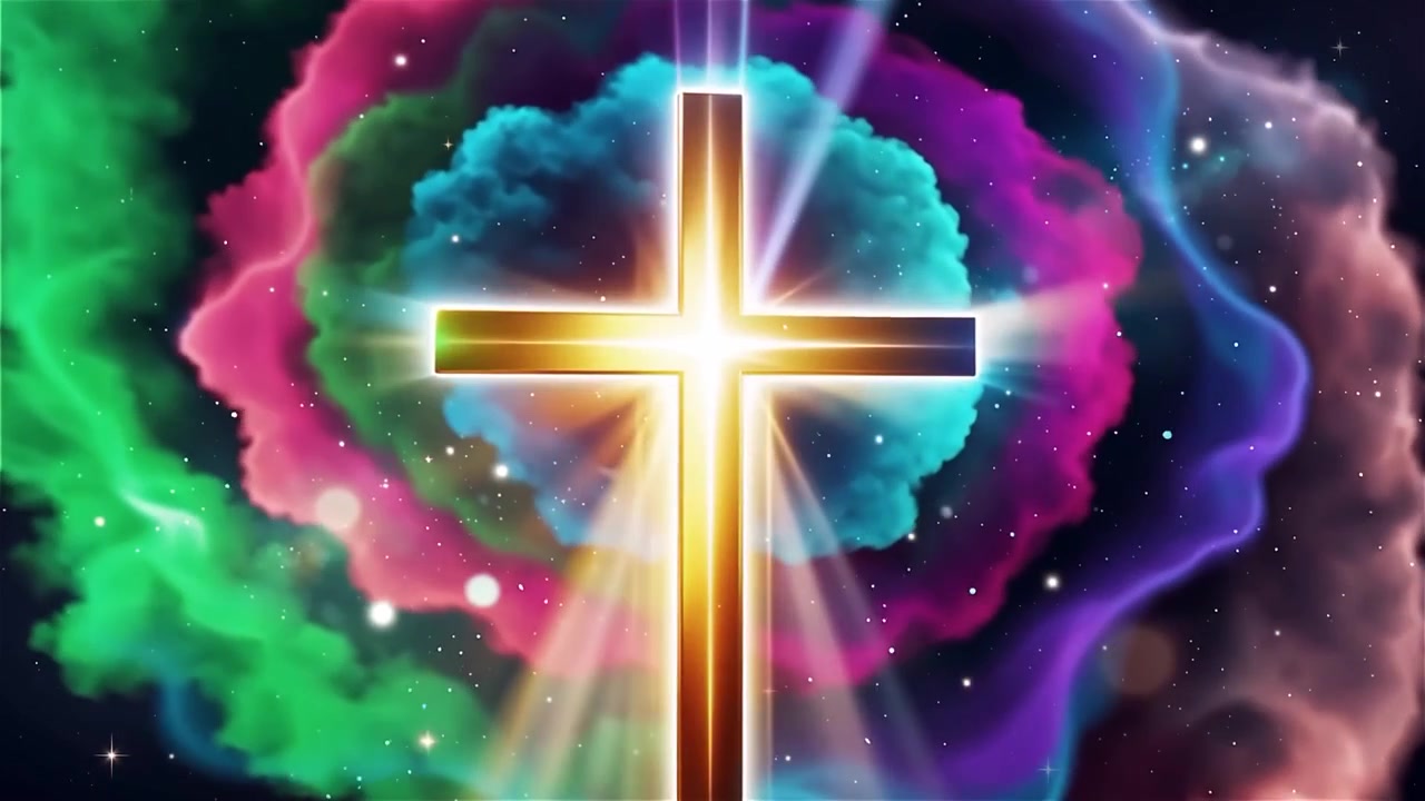 Christian Cross Heavenly Light Worship Background