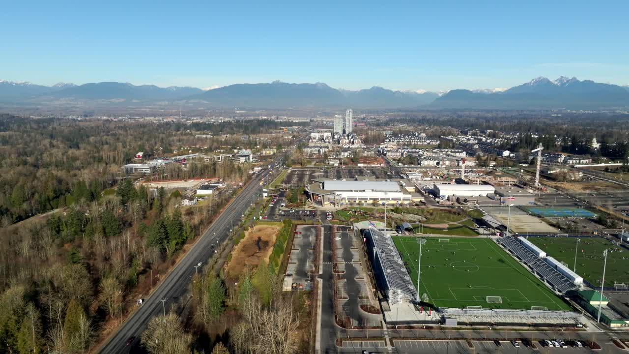 Aerial View Of Willoughby Community Park Stadium In Langley, Canada.