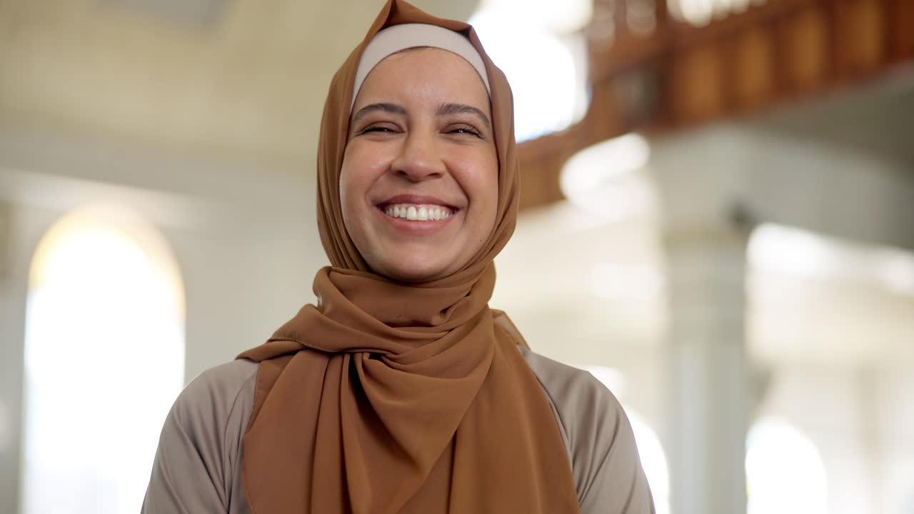 Portrait of a Smiling Muslim Woman in Hijab
