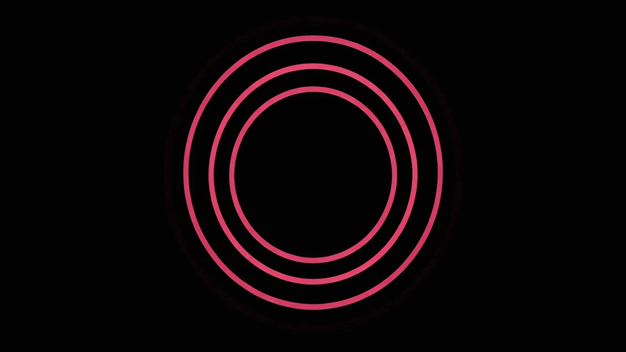 Animazione astratta di cerchi rosa concentrici che si espandono su sfondo nero