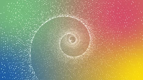 spiral shiny vortex spinning in the colorful background with floating particles.