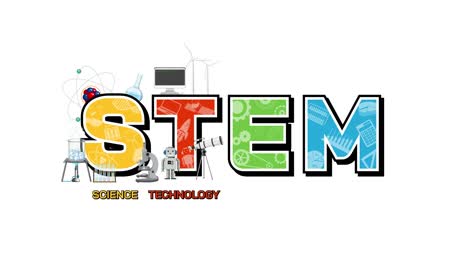Animated STEM letters with related illustrations