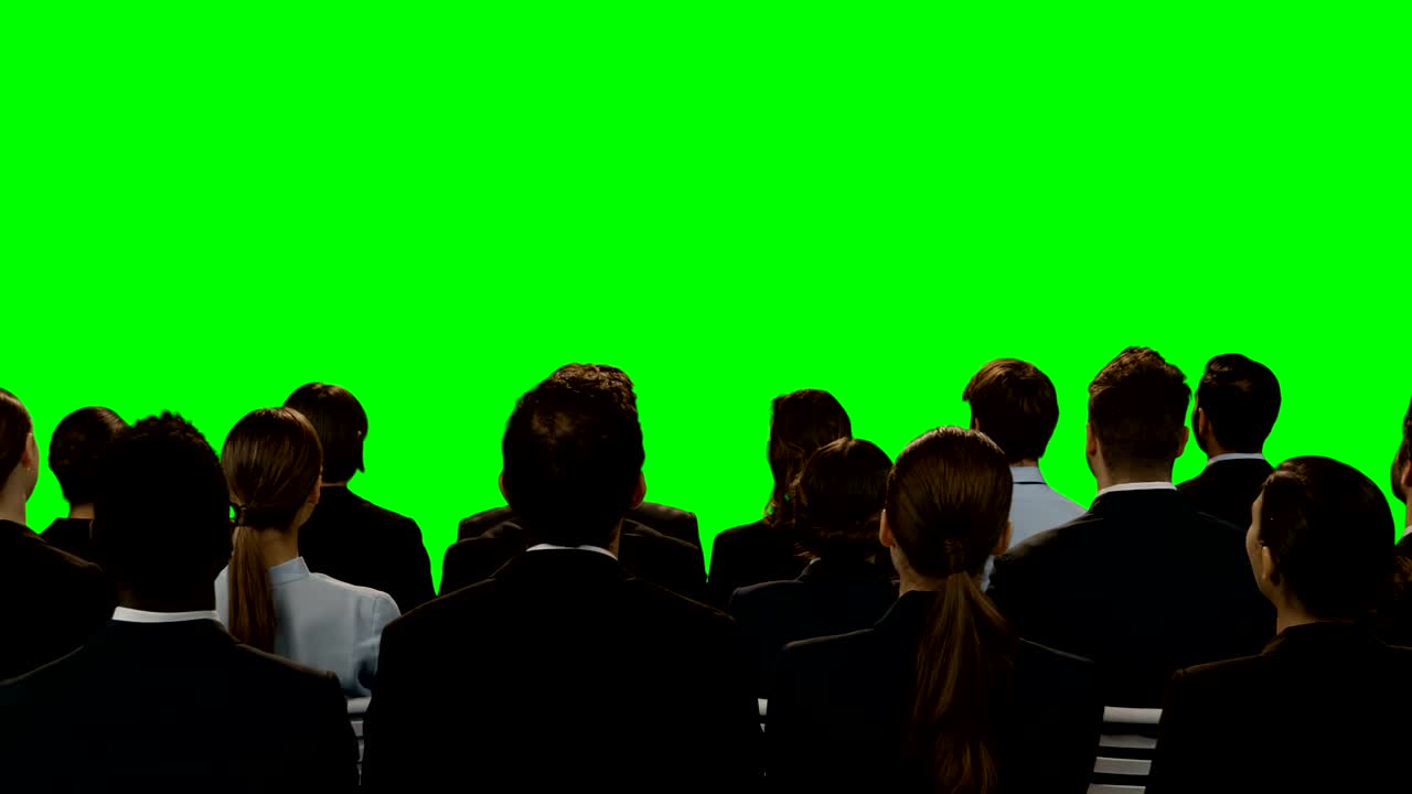 보이지 않는 화면을 보는 비즈니스 임원들