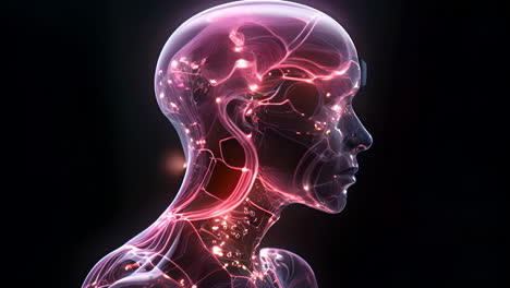 futuristic woman with intricate wire connections