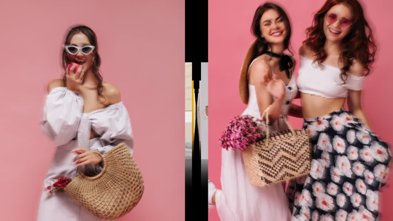 Montaggio dinamico di giovani donne in abiti moderni
