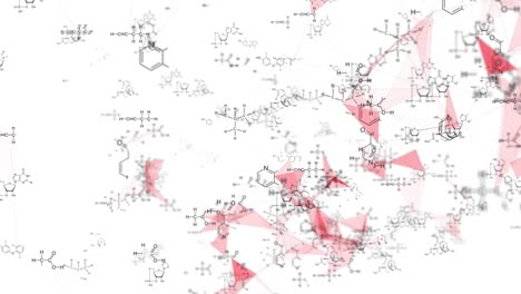 animation of structural chemical formulas on a white background in abstract digital space.