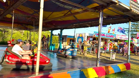 bumper cars and spinning rides in action