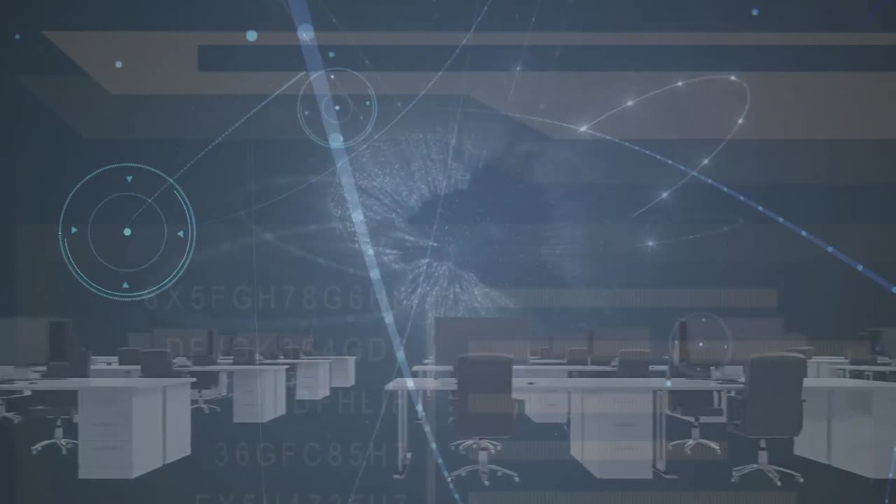 데이터 처리 및 전 세계 사무실의 애니메이션