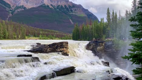 cataratas del río canadiense - agua corriendo por las rocas en la zona de las montañas rocosas