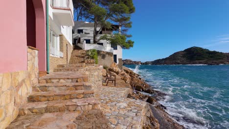 coastal mediterranean houses and steps