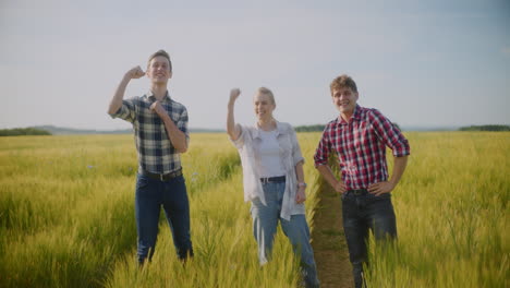 friends in a wheat field