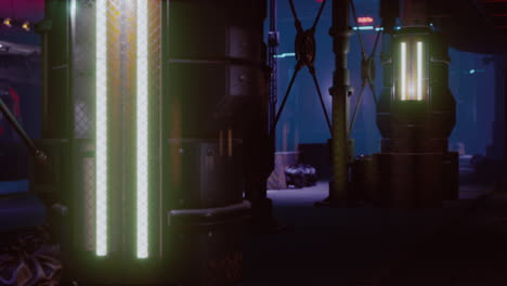 luces de neón de la ciudad futurista de ciencia ficción