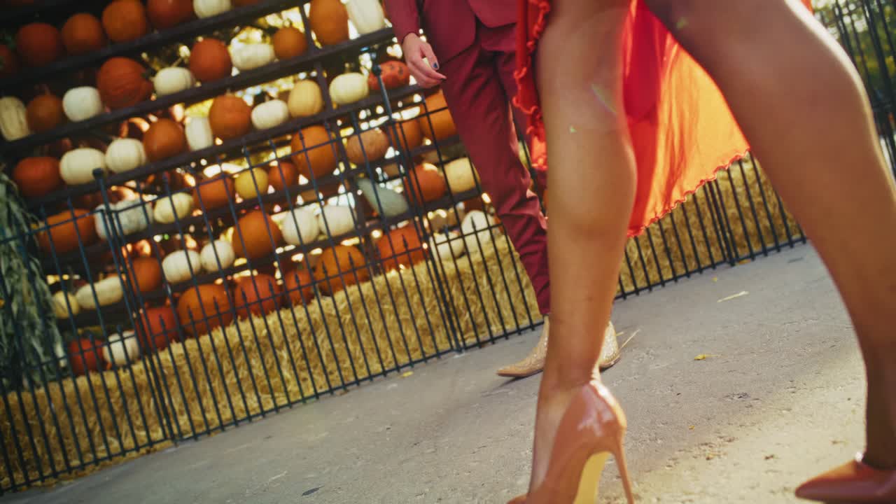 Couple in a pumpkin patch