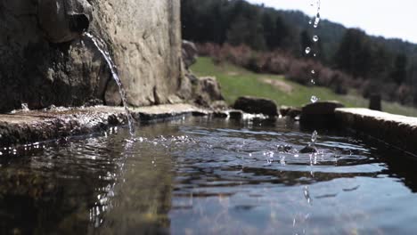 person, die mit den händen wasser aus einem natürlichen bach trinkt