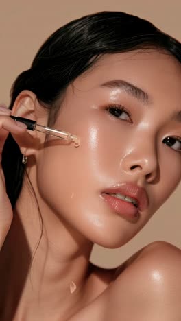 close-up shot of a woman applying serum to her face video. live mobile wallpaper