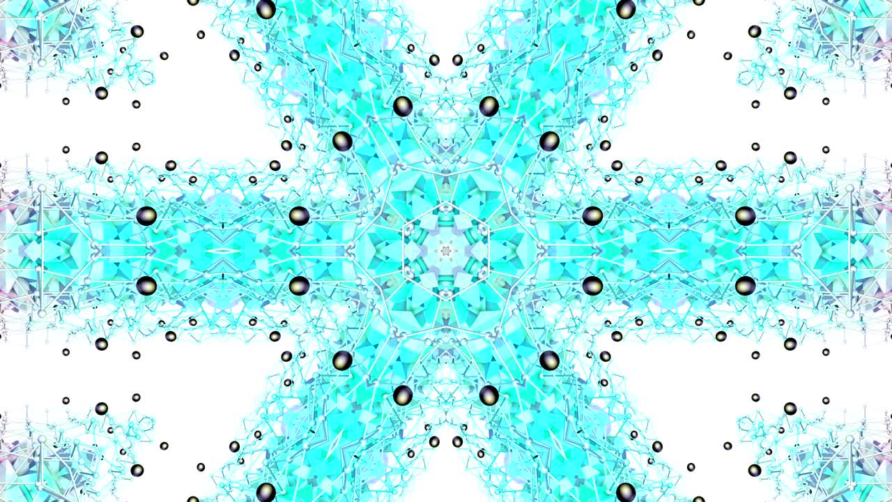 Sfondo astratto geometrico low poly come un effetto vetrata in movimento o caleidoscopio in 4k. Animazione 3D in loop, filmato senza soluzione di continuità in popolare stile low poly. Colore blu v4