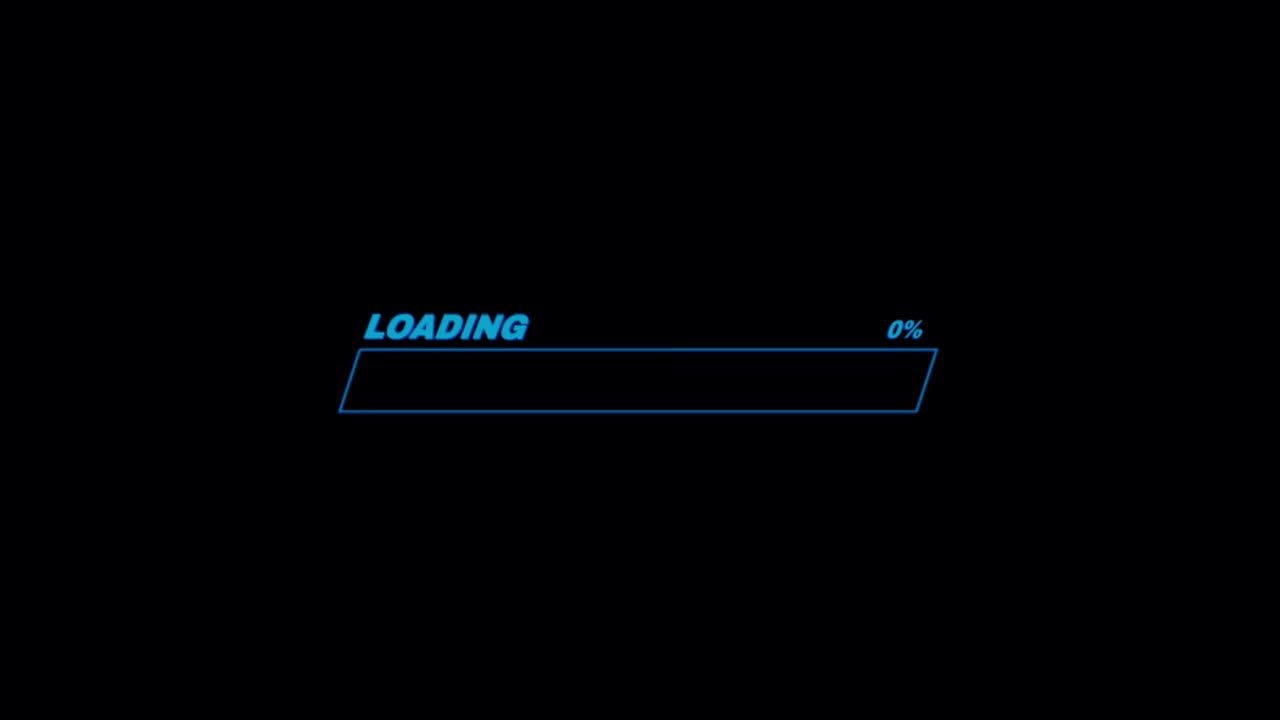 Animation colorful loading bar on black background.